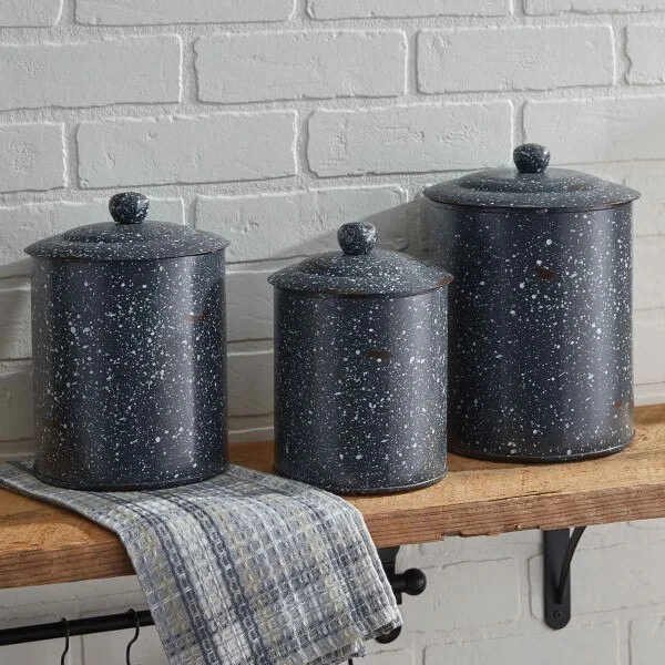 Granite Enamelware Canisters Set - Gray 5 Granite Enamelware Canisters Set - Gray - Image 5