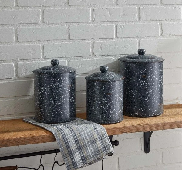 Granite Enamelware Canisters Set - Gray 2 Granite Enamelware Canisters Set - Gray - Image 2