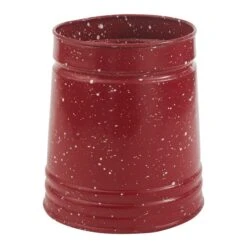 Red Graniteware Enamel Utensil Crock