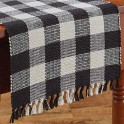 Wicklow Check Table Runner - 36"L - Black & Cream -Park Designs Shop 113 12BC 1