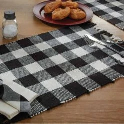 Wicklow Check Table Runner - 36"L - Black & Cream -Park Designs Shop 113 12BC 2
