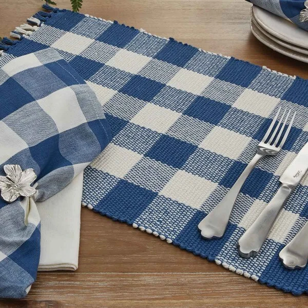 Wicklow Check Table Runner - 36"L - China Blue 5 Wicklow Check Table Runner - 36"L - China Blue - Image 5