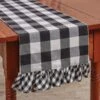 Wicklow Ruffled Table Runner 54" L - Black/Cream