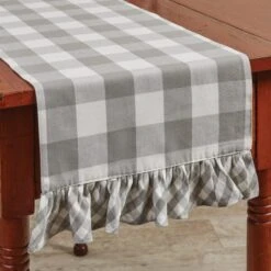 Wicklow Ruffled Table Runner 54" L - Dove