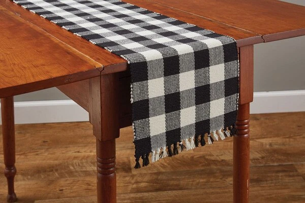 Wicklow Check Table Runner - 54"L - Black & Cream 4 Wicklow Check Table Runner - 54"L - Black & Cream - Image 4