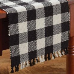 Wicklow Check Table Runner - 54"L - Black & Cream 11 Wicklow Check Table Runner - 54"L - Black & Cream -Park Designs Shop 113 13BC 1