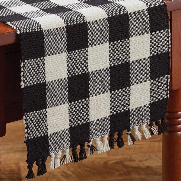 Wicklow Check Table Runner - 54"L - Black & Cream 5 Wicklow Check Table Runner - 54"L - Black & Cream - Image 5
