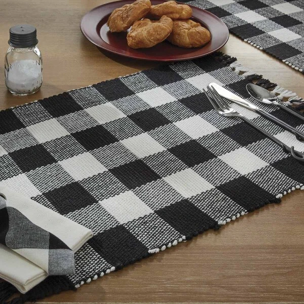 Wicklow Check Table Runner - 54"L - Black & Cream 2 Wicklow Check Table Runner - 54"L - Black & Cream - Image 2