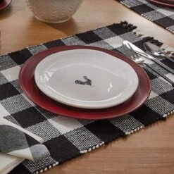 Wicklow Check Table Runner - 54"L - Black & Cream 13 Wicklow Check Table Runner - 54"L - Black & Cream -Park Designs Shop 113 13BC 3