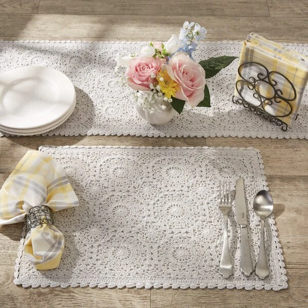 Lace Table Runner 54" L - Mist 2 Lace Table Runner 54" L - Mist - Image 2