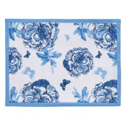 Patricia Heaton Home Florals And Flitters Reversible Placemat - Blue