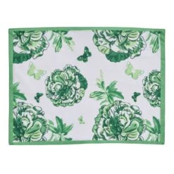 Patricia Heaton Home Florals And Flitters Reversible Placemat - Green