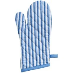 Patricia Heaton Home Florals And Flitters Stripe Oven Mitt - Blue