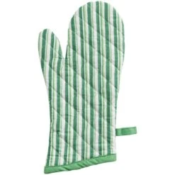 Patricia Heaton Home Florals And Flitters Stripe Oven Mitt - Green
