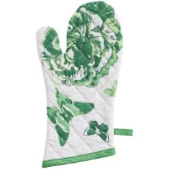 Patricia Heaton Home Florals And Flitters Floral Oven Mitt - Green