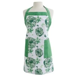 Patricia Heaton Home Florals And Flitters Apron - Green