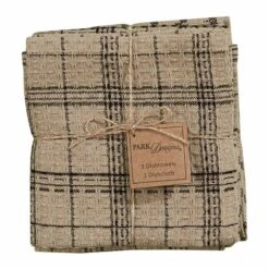Fieldstone Plaid 3 Dishtowels And 1 Dishcloth Set - Black -Park Designs Shop 458 66B 01