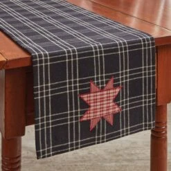 Farmhouse Star Appliqued Table Runner 54" L