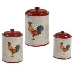 Break Of Day Rooster Set Of 3 Canister Set