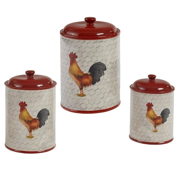 Break Of Day Rooster Set Of 3 Canister Set 1 Break Of Day Rooster Set Of 3 Canister Set