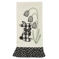 Silver Bells And Bunny Tails Applique Dishtowel -Park Designs Shop 73 090 01