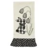 Silver Bells And Bunny Tails Applique Dishtowel