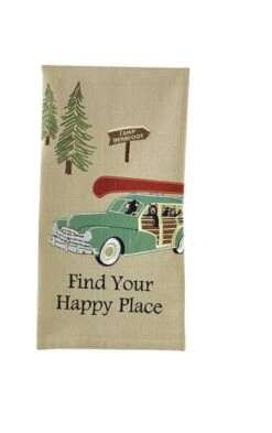Happy Place Embroidered Dishtowel -Park Designs Shop 73 115 01