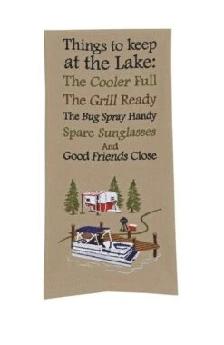 Things To Have At Lake Embroidered Dishtowel