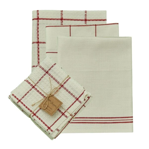 Five Farm 3 Dishtowel & 1 Dishcloth Set - Red 2 Five Farm 3 Dishtowel & 1 Dishcloth Set - Red - Image 2