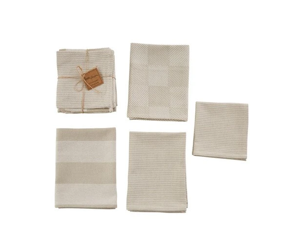 Stonewash 3 Dishtowel & 1 Dishcloth Set - Cream 1 Stonewash 3 Dishtowel & 1 Dishcloth Set - Cream
