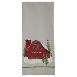 Barn Christmas Dishtowel