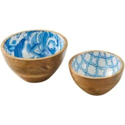 Patricia Heaton Home Florals And Flitters Serving Bowls Set Of 2 - Blue