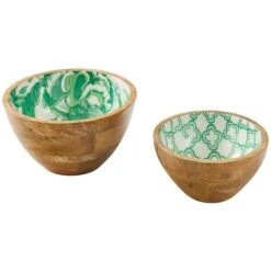 Patricia Heaton Home Florals And Flitters Serving Bowls Set Of 2 - Green