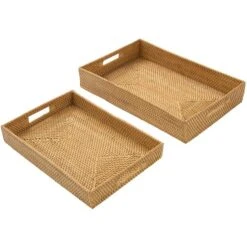 Rattan Trays Set Of 2