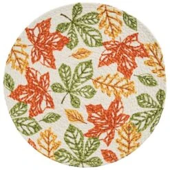 Fall Leaves Printed Braided Placemat 15" Dia