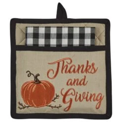 Autumn Checkerboard Pocket Potholder Set