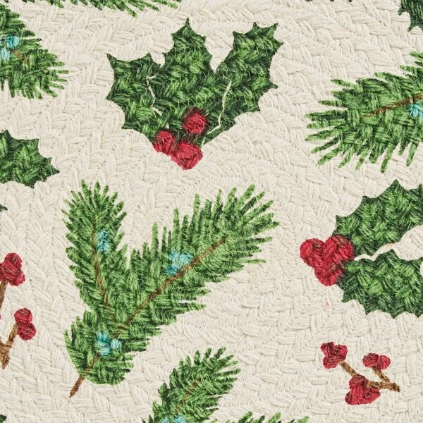 Boughs Of Holly Printed Braided Placemat 15" Dia 3 Boughs Of Holly Printed Braided Placemat 15" Dia - Image 3