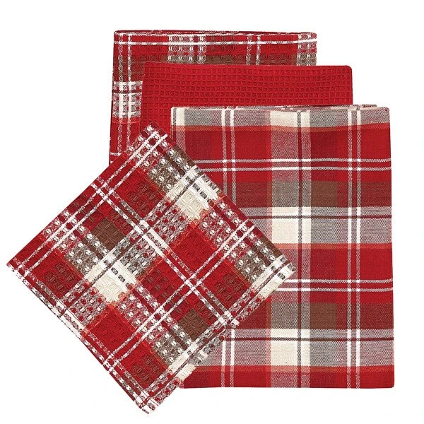 Fireside Plaid 3 Dishtowel/1 Dishcloth Set 1 Fireside Plaid 3 Dishtowel/1 Dishcloth Set