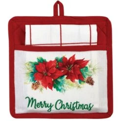 Poinsettia Pine Pocket Potholder Set