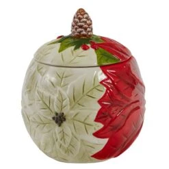 Poinsettia Pine Cookie Jar