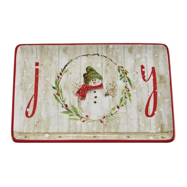 Farmhouse Snowman Platter 1 Farmhouse Snowman Platter