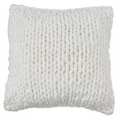 Chunky Knit Pillow - White 18"