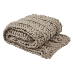 Chunky Ribbed Throw - Mushroom