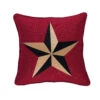 Embroidered Star On Red Pillow - 20x20