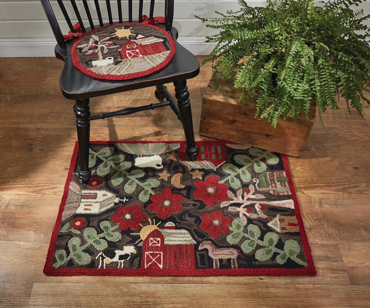 Farm Life Hooked Rug - 2'X3' 1 Farm Life Hooked Rug - 2'X3'
