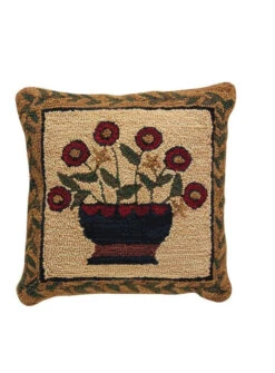 Flower Basket Hooked Pillow - 18x18