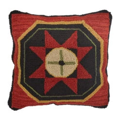 Folk Star Hooked Pillow - 18x18