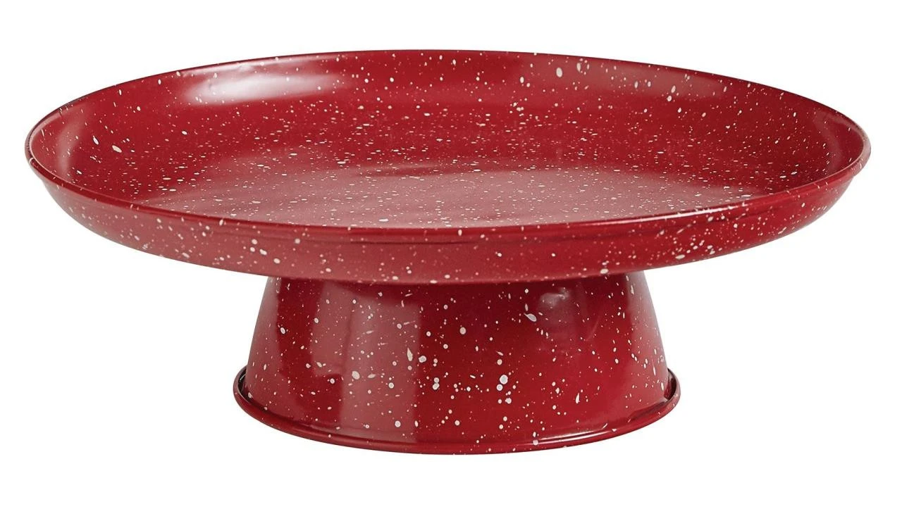 Granite Enamelware Red - Cake Pedestal 1 Granite Enamelware Red - Cake Pedestal
