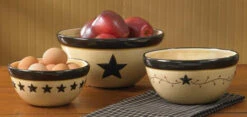 Star Vine Farmhouse Mixing Bowls- Set Of 3 Assorted