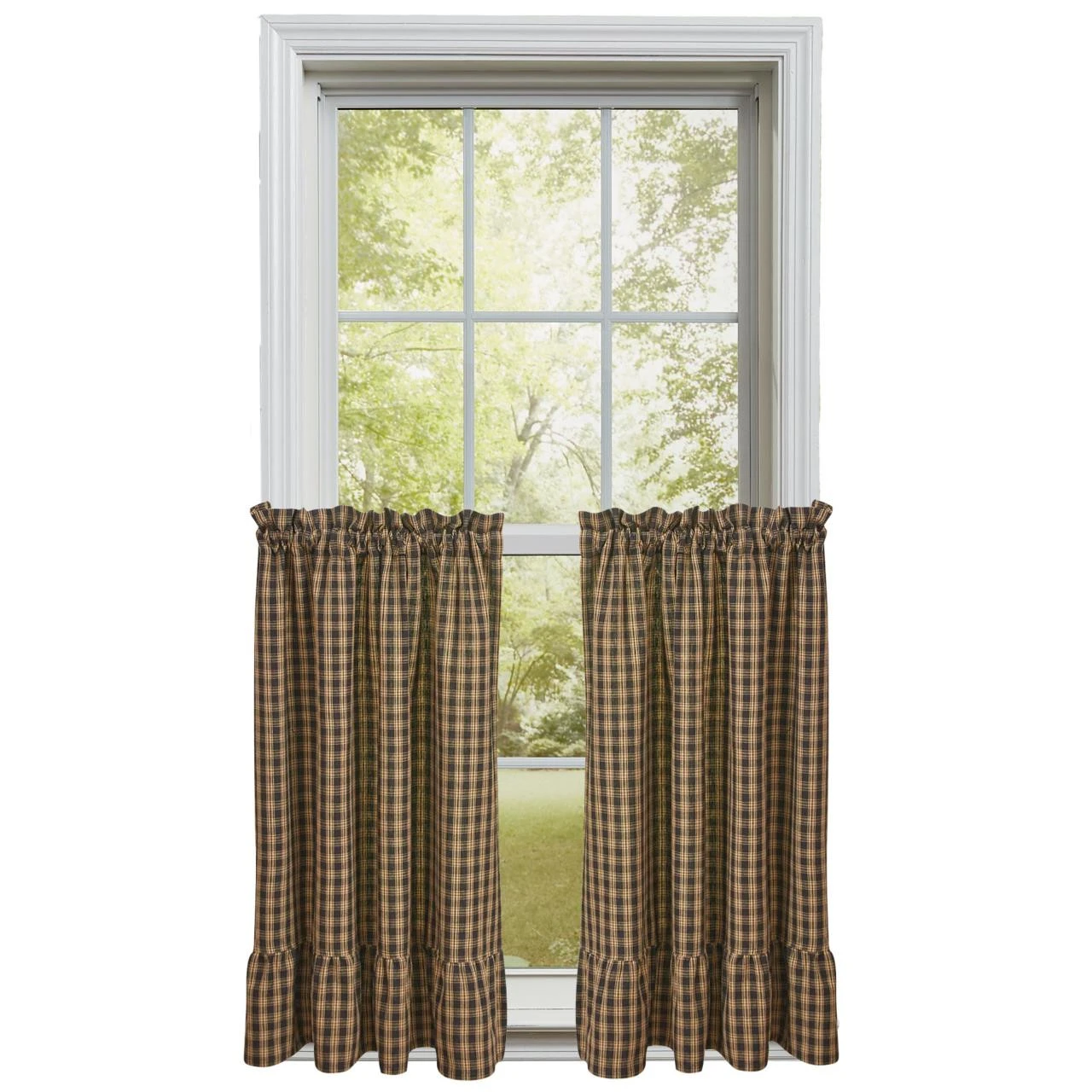 Sturbridge Black Plaid Tiers - Ruffle 72x36 1 Sturbridge Black Plaid Tiers - Ruffle 72x36